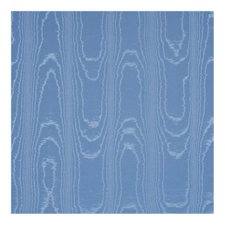 Sample - Schumacher Washington Moiré Fabric In Cobalt For Sale