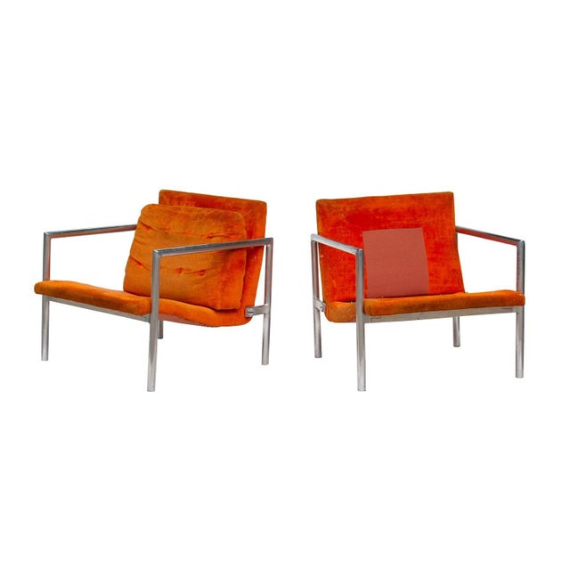 Mid-Century Modern Pair of Aluminum Frame Lounge Chairs by Founders in the Manner of Harvey Probber For Sale - Image 3 of 12