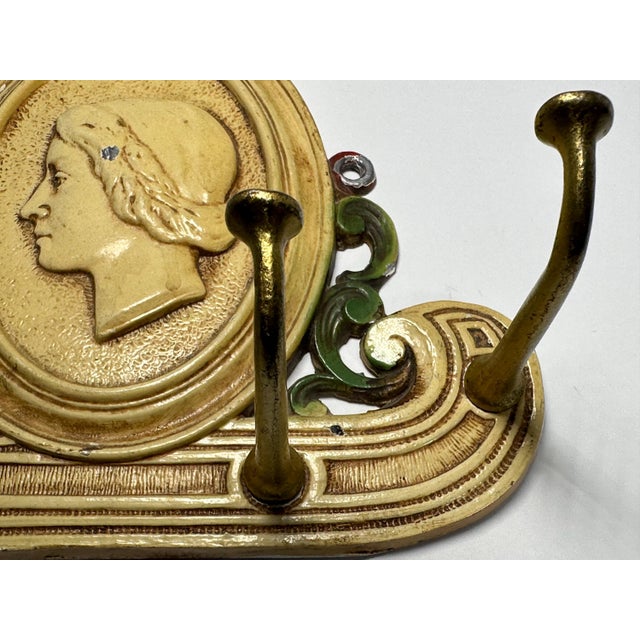 Early 20th Century Art Nouveau Cast Iron Tie Rack: Judd Woman Profile Key Holder For Sale - Image 4 of 10