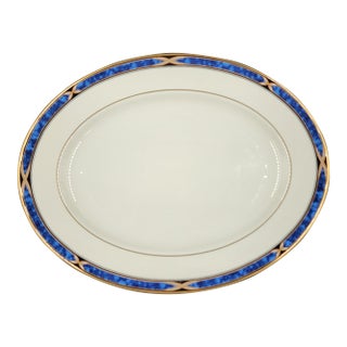 Vintage Lenox Mountain View Fine Bone China Oval Serving Platter With 24k Gold Trim For Sale