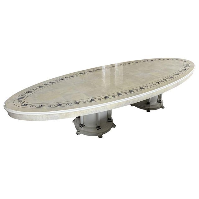 Oval Parchment Coffee Table, 1980s For Sale - Image 4 of 5