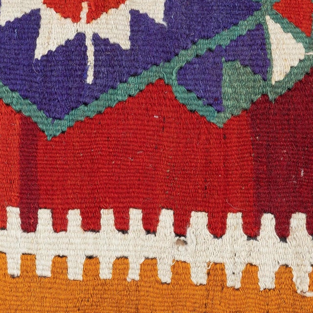 Add a touch of history and warmth to your space with this vintage handmade Turkish wool kilim cushion cover. Crafted from...