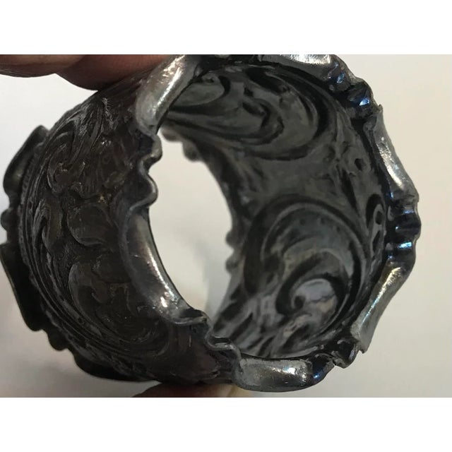 Metal Antique Silver Plate Napkin Ring For Sale - Image 7 of 9