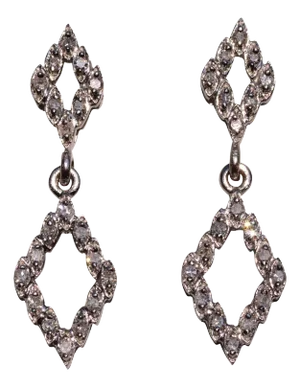 The 117th Street: White Gold Diamond Dangler Earrings, 2 Pieces