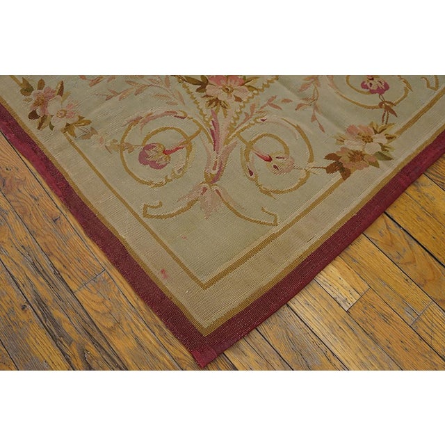1880s Ivory Floral Medallion Antique French Aubusson Rug 3' X 6'6" Flatweave Wool Carpet For Sale - Image 14 of 15