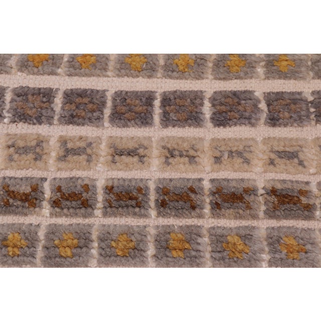 Nomadic Gray/Blue High Low Wool&Silk Rug - 7'10'' X 10'1'' For Sale In New York - Image 6 of 9