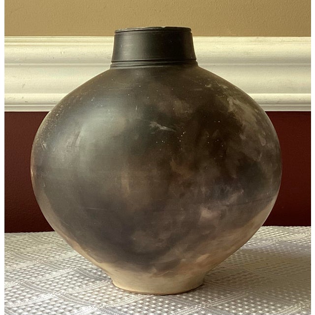 Vintage Michael Brostko American Pottery Vase, Signed, 7” T X 6” W For Sale - Image 4 of 9