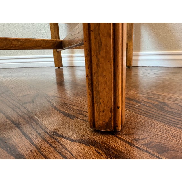 Mid 20th Century Mid 20th Century Attributed to Thomasville American Oak Expandable Gatefold Coffee Table With Glass Top For Sale - Image 5 of 12