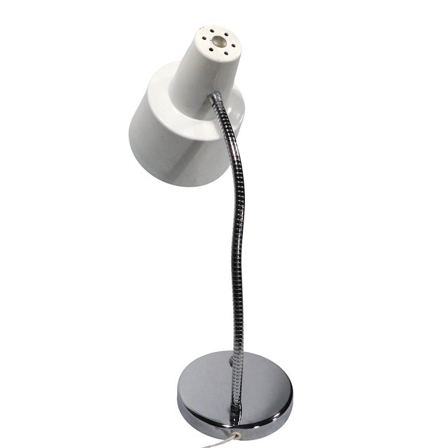 Mod Chrome and White Gooseneck Desk Lamp C. 1970's After Josef Hurka for Napako For Sale - Image 12 of 12