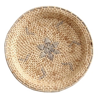 Vintage Woven Basket Tray For Sale