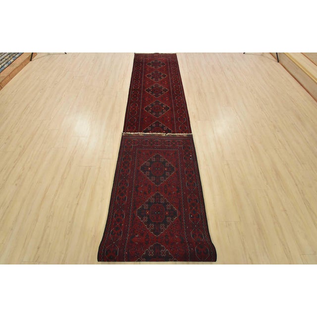 Turkmen Runner 2’8” X 15’7” Red Wool Tribal Hand-Knotted Oriental Rug For Sale - Image 12 of 13