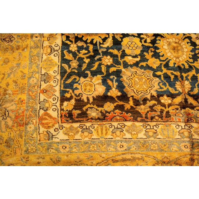 Textile 1890s Blue Traditional Geometric Antique Knotted Wool Persian Malayer Gallery Rug For Sale - Image 7 of 11