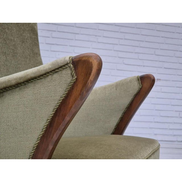 1960s Scandinavian Armchair in Velour with Beech Wood Legs, 1960s For Sale - Image 5 of 18