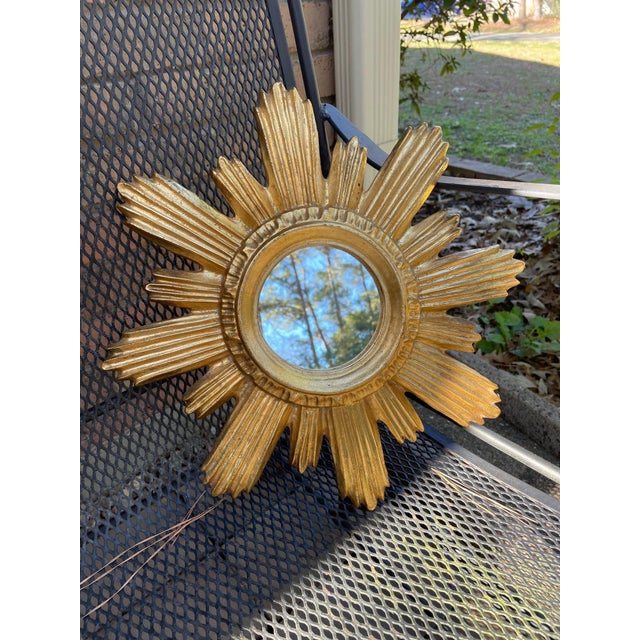 1960s Italian Florentine Radiant Giltwood Sunburst Wall Mirror For Sale - Image 15 of 15
