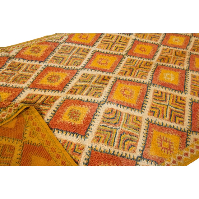 Mid-20th Century Vintage Orange Moroccan Tribal Wool Rug For Sale - Image 4 of 13