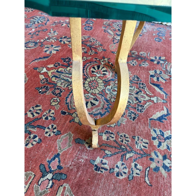 1970’s Mid-Century Modern Oval Glass Gold Wrought Iron Base Coffee Table For Sale In New York - Image 6 of 6