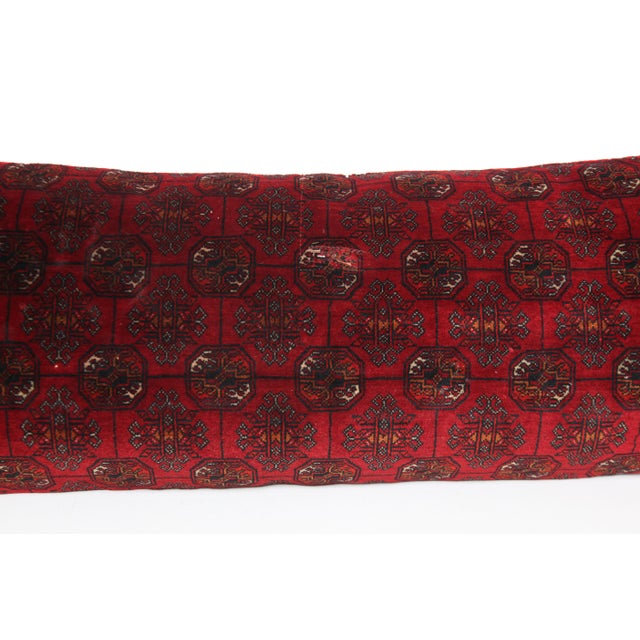 Late 20th Century Vintage Turcoman Hand Knotted Wool Pillow – Decorative Sofa Throw Rug Pillow Cover -16'' X 46'' For Sale - Image 5 of 10