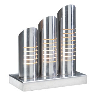 Triple Column Table Lamp in Stainless Steel attributed to Goffredo Reggiani, 1960s For Sale