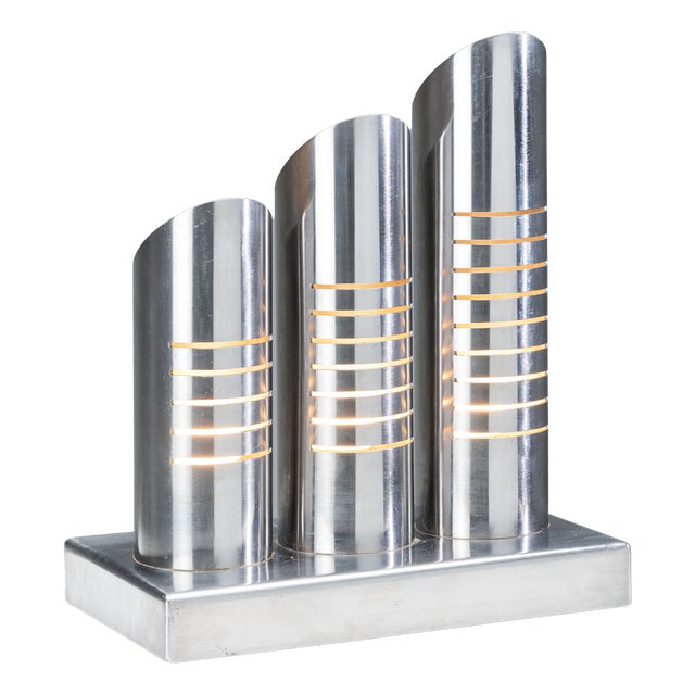 Triple Column Table Lamp in Stainless Steel attributed to Goffredo Reggiani, 1960s For Sale