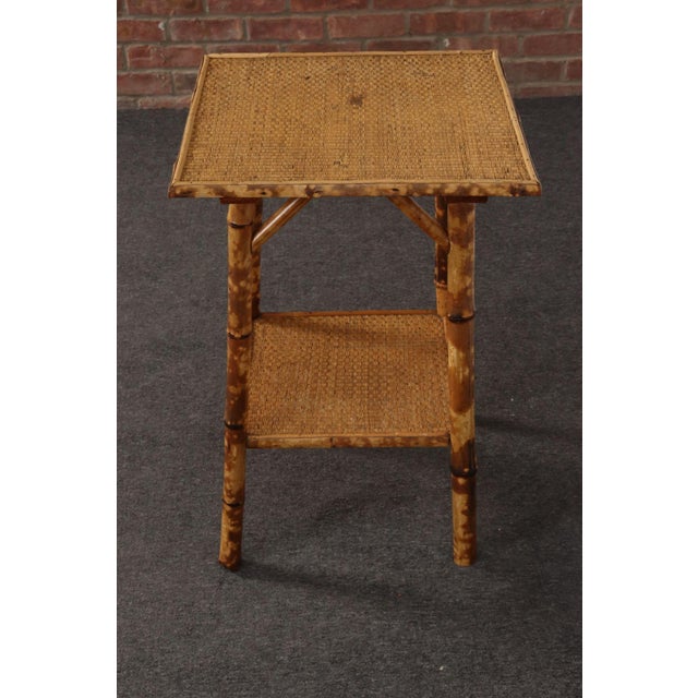 Antique Aesthestic Movement Victorian Burnt Bamboo Tortoise Shell Side Table For Sale In New York - Image 6 of 14