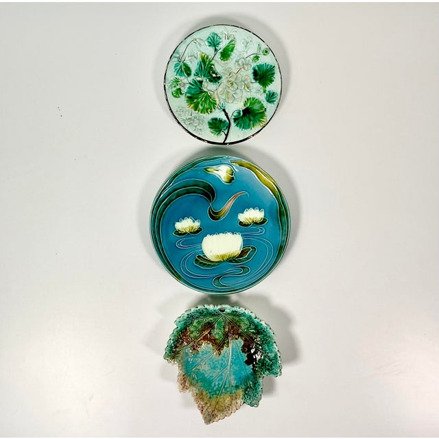 We’ve assembled a collection of three antique Majolica Plates that look great on a wall. These are perfect as a set of...