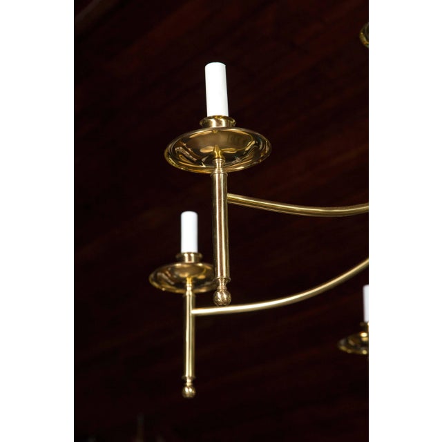 Mid-Century Modern Large Department Store Chandelier, Robin's Egg Blue and Brass For Sale - Image 3 of 9