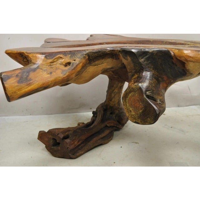 Vintage Mid Century Modern Organic Driftwood Sculptural Bench Coffee Table For Sale - Image 9 of 12