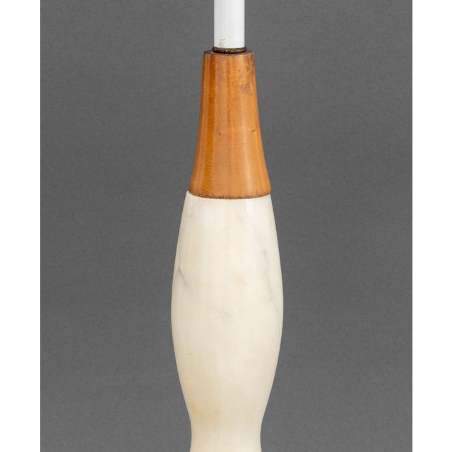 Alabaster and Wood Table Lamp For Sale - Image 4 of 6