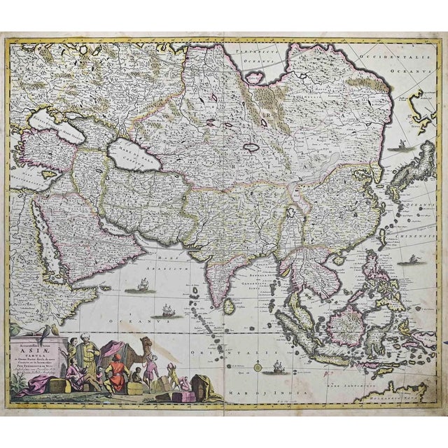 Accuratissima Totius Asiae Tabula Map Etching by Frederick de Wit, 1680s For Sale