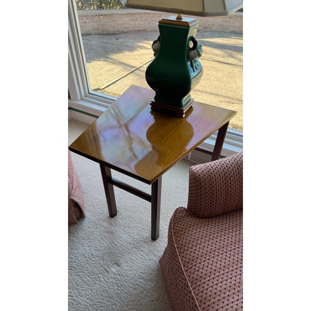 Mid 20th Century Dunbar Solid Walnut Side Table With Trapezoidal Top For Sale In Chicago - Image 6 of 8