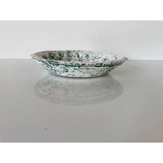 White Vintage Handmade and Hand-Painted Decorative Art Pottery Plate For Sale - Image 8 of 10