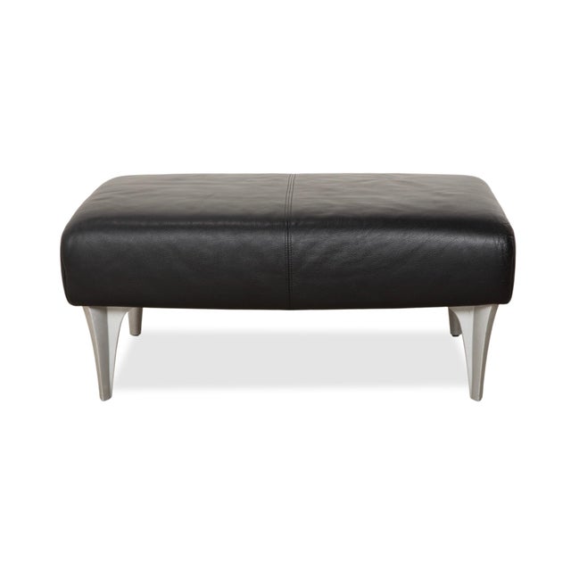 Model 1600 Ottoman in Black Leather from Rolf Benz For Sale - Image 6 of 10
