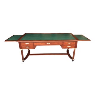 19th Century French Empire Mahogany Desk With Green Leather Top For Sale