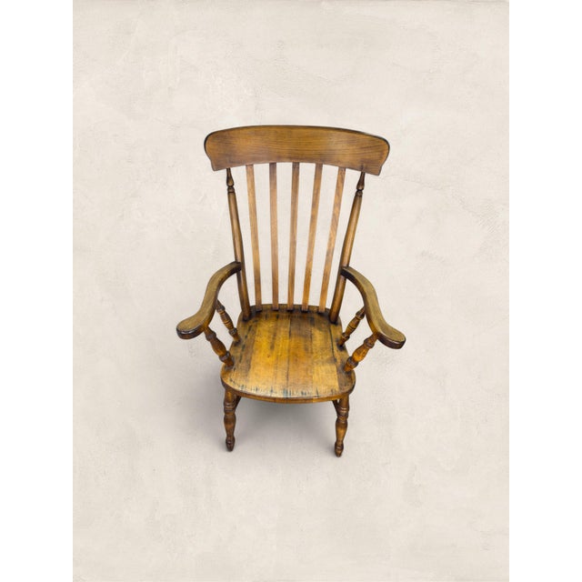 English Antique English Windsor Style Country Armchair For Sale - Image 3 of 11