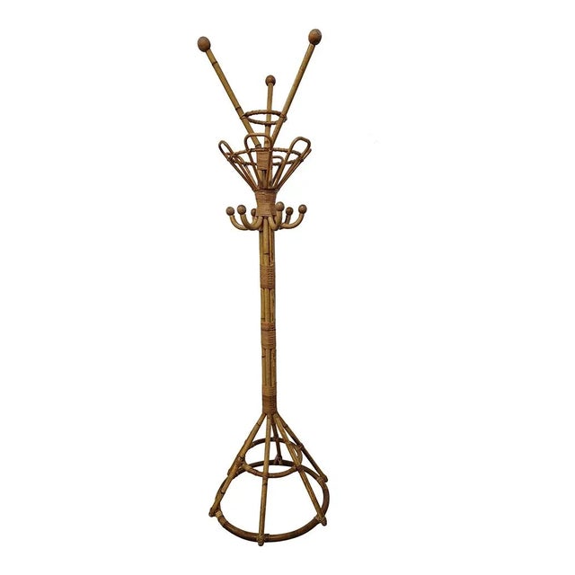 Bamboo and Rattan Coat Hanger, 1950s For Sale - Image 4 of 7