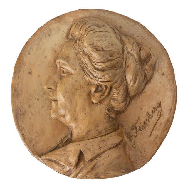 Wall Plaque Medallion with Woman Figure by B. Feinberg, Late 1800s For Sale