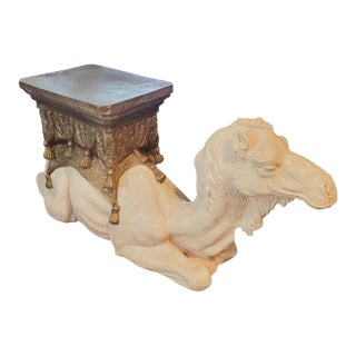 Large Vintage Plaster Camel Palm Beach Regency Garden Stool For Sale
