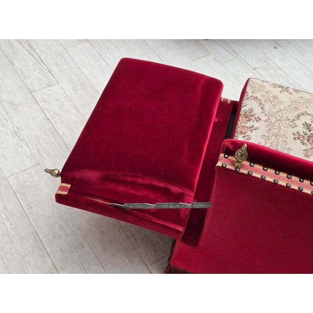 Danish Three-Seater Drop Arm Spanish Sofa in Red Furniture Velour, 1970s For Sale - Image 18 of 18
