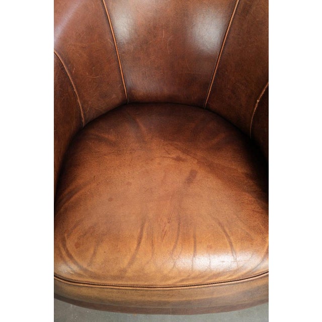 English-Style Club Chair in Sheepskin Leather For Sale - Image 6 of 14