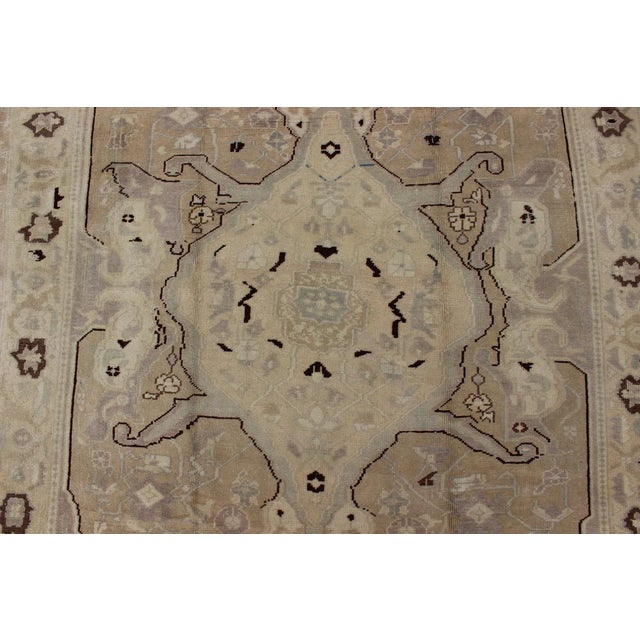 Mid 20th Century Vintage Turkish Oushak Rug With Beige, Taupe, and Soft Brown Tones For Sale - Image 5 of 8