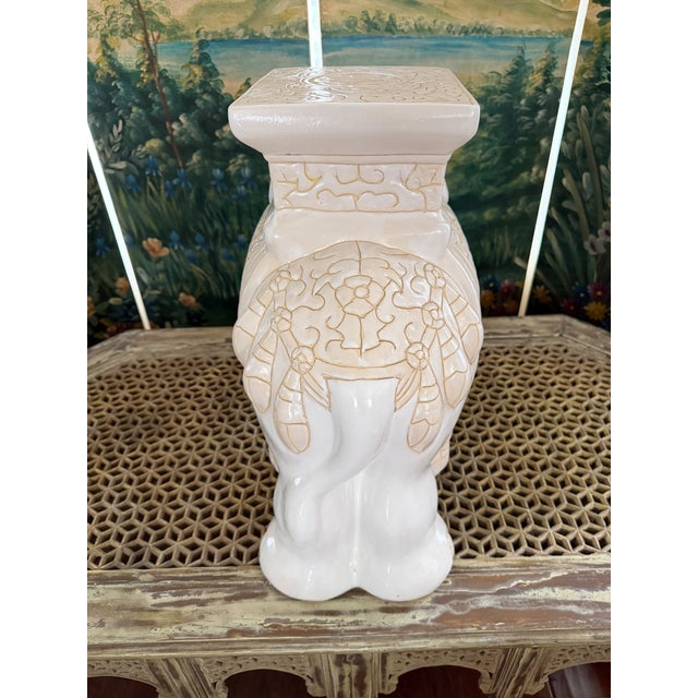 Mid Century Ceramic Elephant Garden Stool or Plant Stand For Sale In Houston - Image 6 of 13