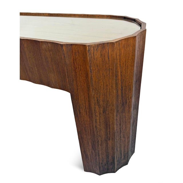 Scalloped Oval Wood Console Table For Sale In Los Angeles - Image 6 of 15