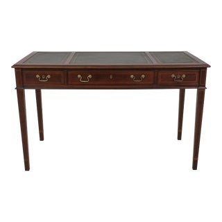 Federal Style Leather Top Inlaid Mahogany Writing Desk For Sale