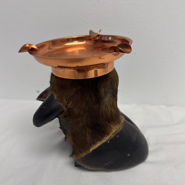 Cabin 1940s Bison Foot and Copper Ashtray For Sale - Image 3 of 4