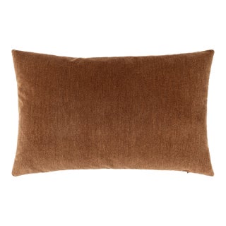 Scalamandre 22" x 14" Tudor Velvet Lumbar Pillow in Walnut For Sale
