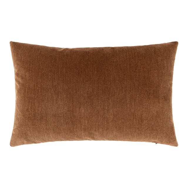 Scalamandre 22" x 14" Tudor Velvet Lumbar Pillow in Walnut For Sale