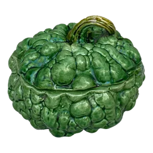 19th Century Portuguese Majolica Pumpkin Mustard Pot