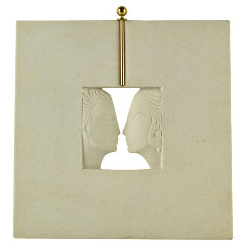 Vintage Silhouette Faces Carved in Stone Wall Relief, 1980s For Sale - Image 9 of 9