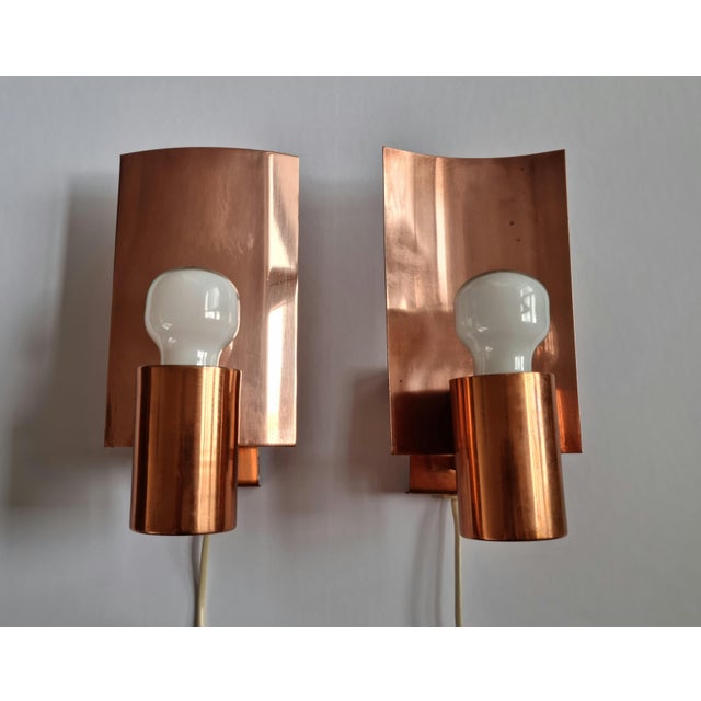 Mid-Century Modern Mid-Century Copper Wall Lamps, Denmark, 1968, Set of 2 For Sale - Image 3 of 18