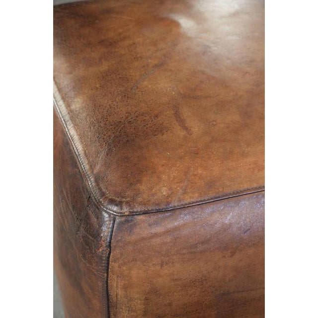 Large Vintage Sheepskin Ottoman For Sale - Image 7 of 12